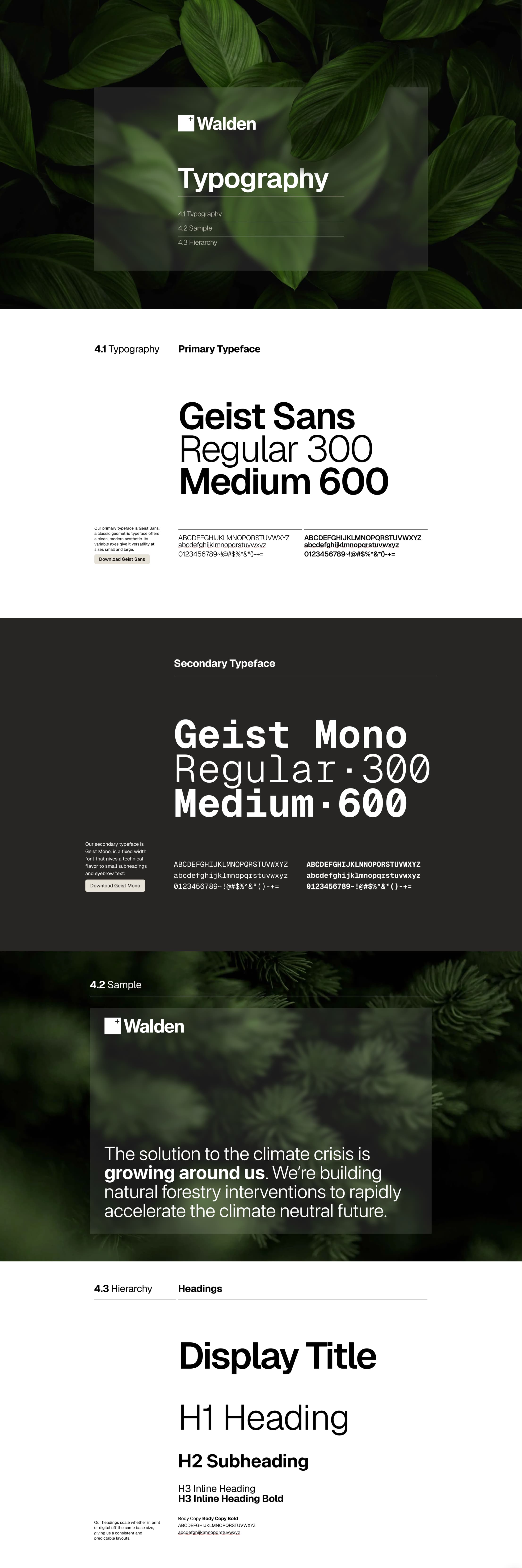 A preview of the Walden brand guidelines site